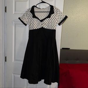 Black and white polkadot dress